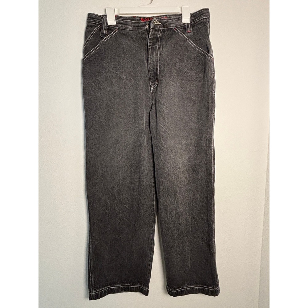 Solo Semore Denim Mfg Mens 34 Carpenter Jeans Faded Black Contrast Stitch Wide